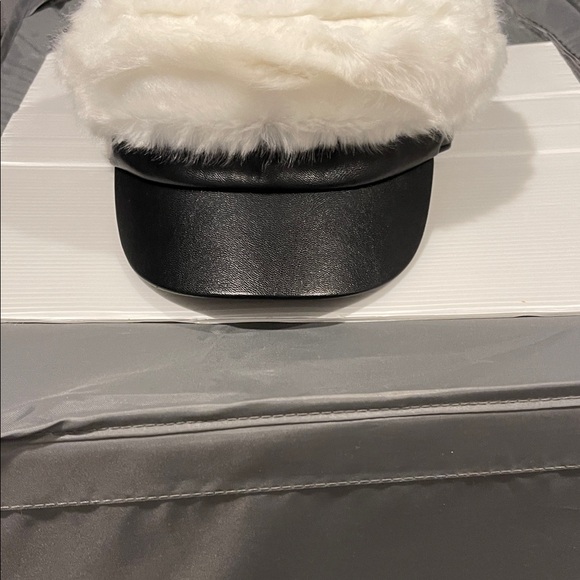 BCBGMaxAzria Black and White Faux Fur Cap - Picture 3 of 6